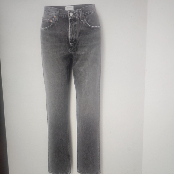 Agolde Denim - Agolde Riley High Rise Straight Crop Jeans in Charcoal Size 29
